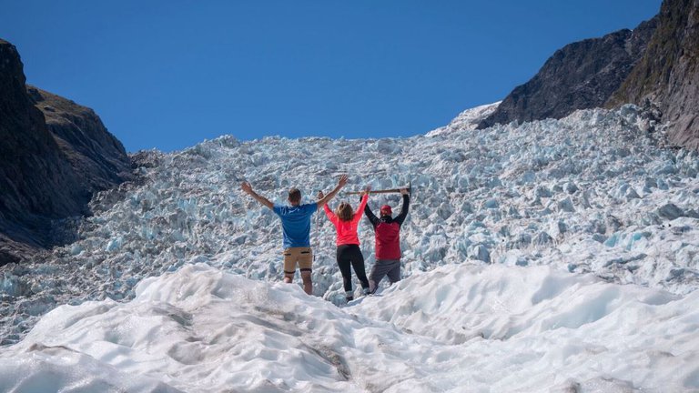 Hikers on Fox Glacier