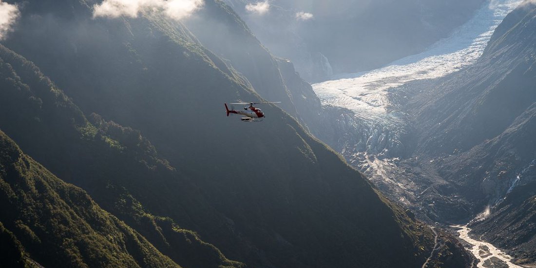 Helicopter flight over Fox Glacier