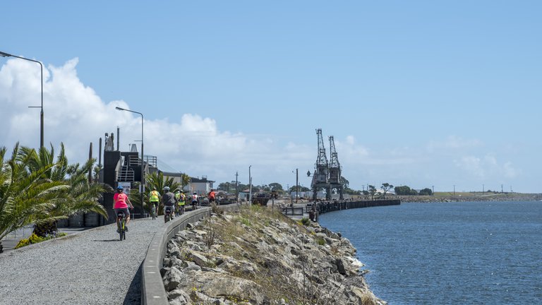 Cyclists on the West Coast Wilderness Trail at Mawhera Quay